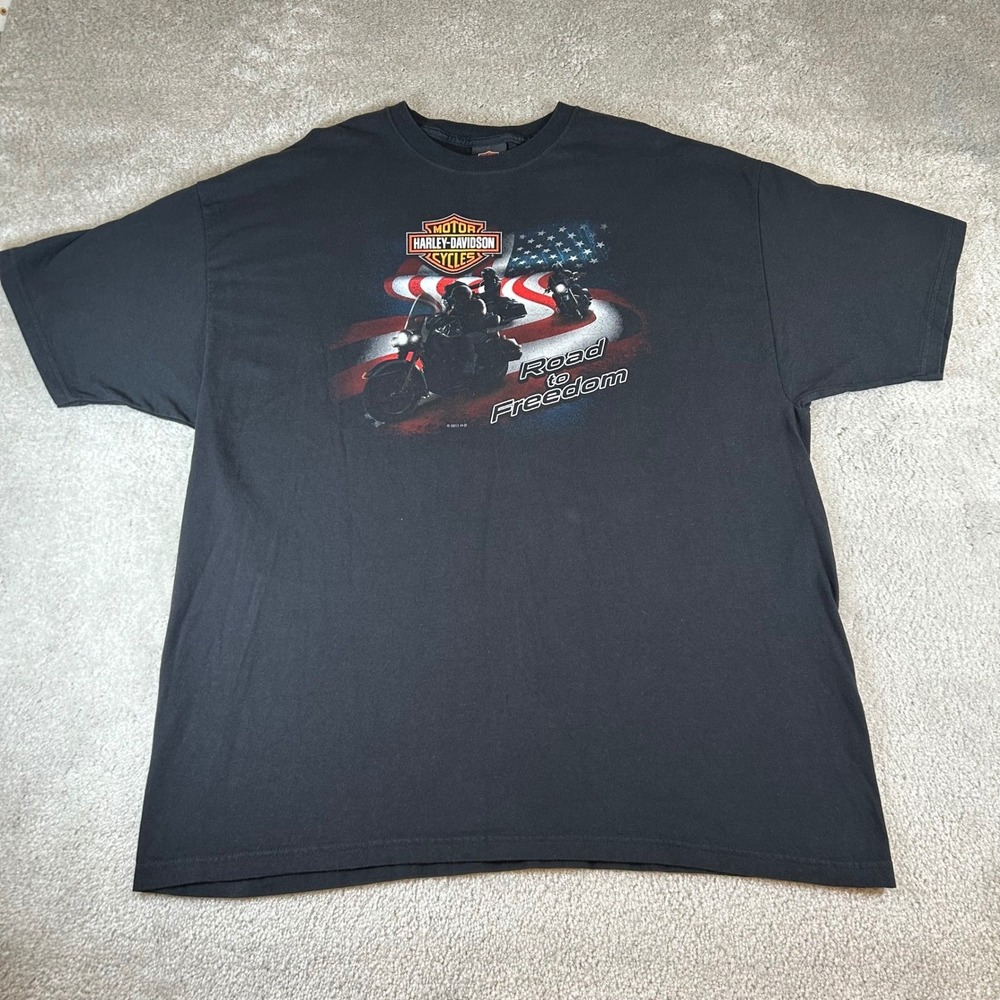 VTG Harley Davidson T-Shirt Men's 2XL Black Myrtle Beach SC Road to Freedom USA